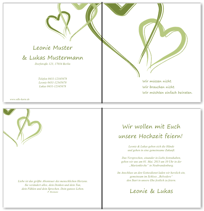  Einladungskarten Hochzeit, Hochzeitseinladungen, Hochzeitskarten, Einladungen für Hochzeit