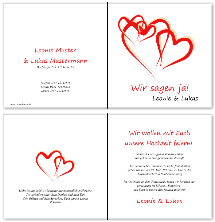  Einladungskarten Hochzeit, Hochzeitseinladungen, Hochzeitskarten, Einladungen für Hochzeit