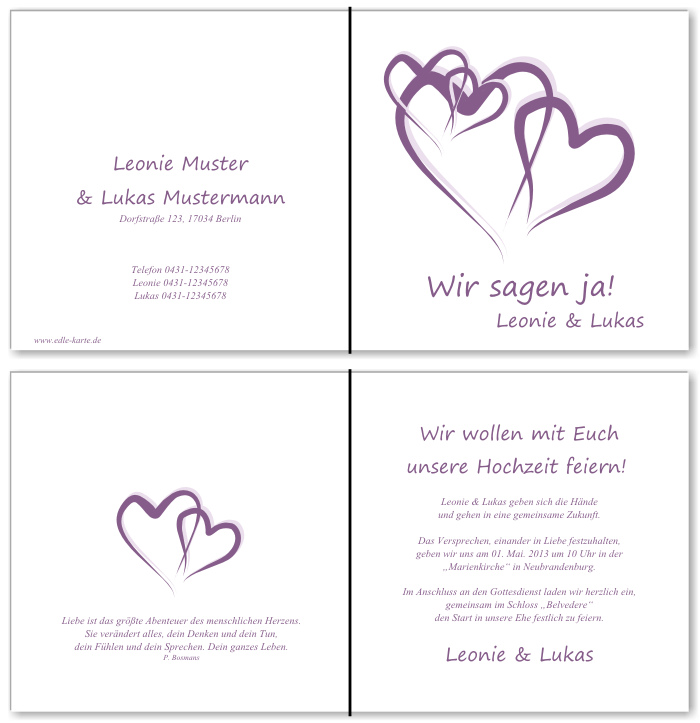  Einladungskarten Hochzeit, Hochzeitseinladungen, Hochzeitskarten, Einladungen für Hochzeit
