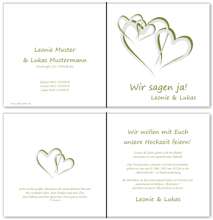  Einladungskarten Hochzeit, Hochzeitseinladungen, Hochzeitskarten, Einladungen für Hochzeit