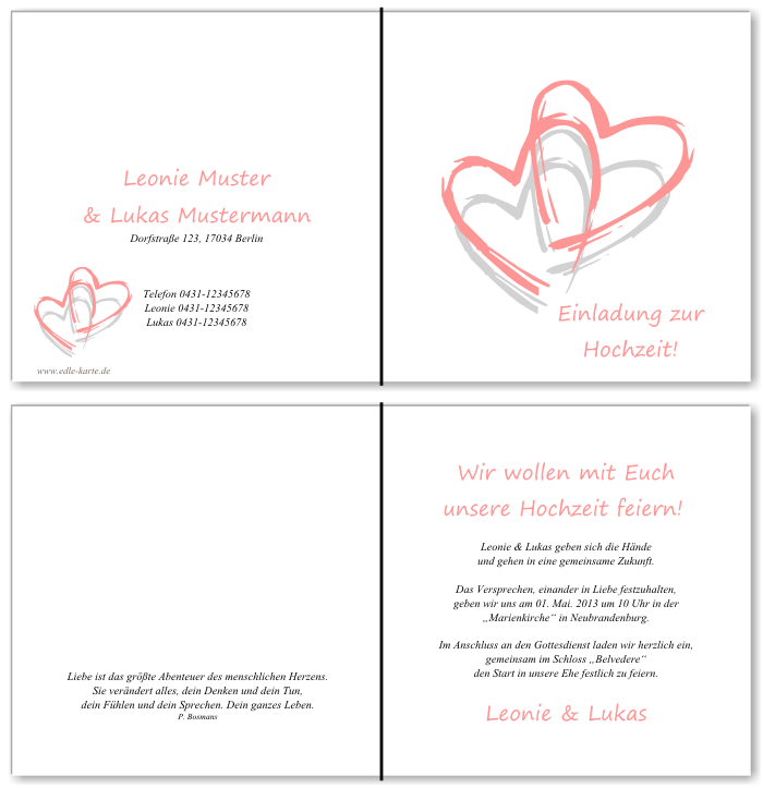  Einladungskarten Hochzeit, Hochzeitseinladungen, Hochzeitskarten, Einladungen für Hochzeit