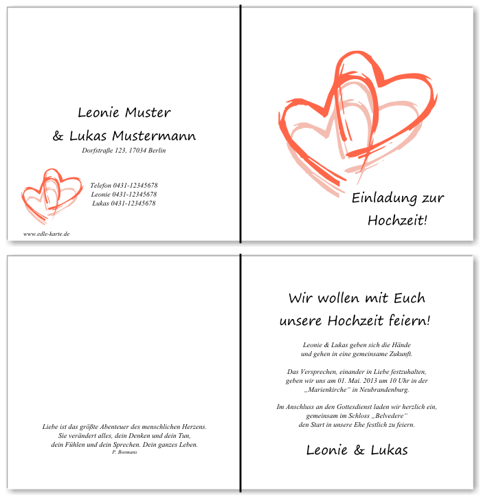  Einladungskarten Hochzeit, Hochzeitseinladungen, Hochzeitskarten, Einladungen für Hochzeit