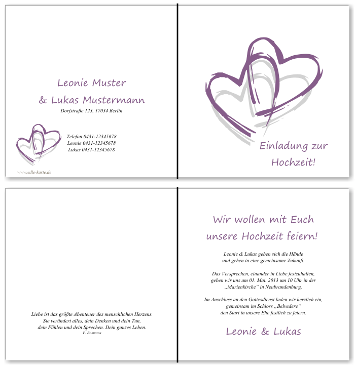  Einladungskarten Hochzeit, Hochzeitseinladungen, Hochzeitskarten, Einladungen für Hochzeit