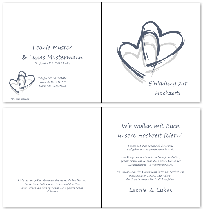  Einladungskarten Hochzeit, Hochzeitseinladungen, Hochzeitskarten, Einladungen für Hochzeit