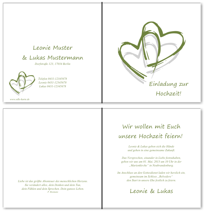  Einladungskarten Hochzeit, Hochzeitseinladungen, Hochzeitskarten, Einladungen für Hochzeit