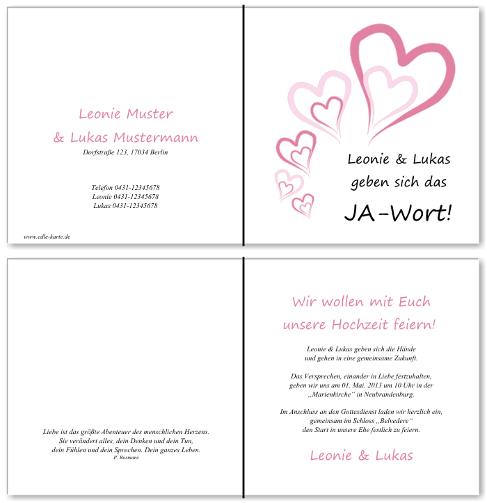  Einladungskarten Hochzeit, Hochzeitseinladungen, Hochzeitskarten, Einladungen für Hochzeit