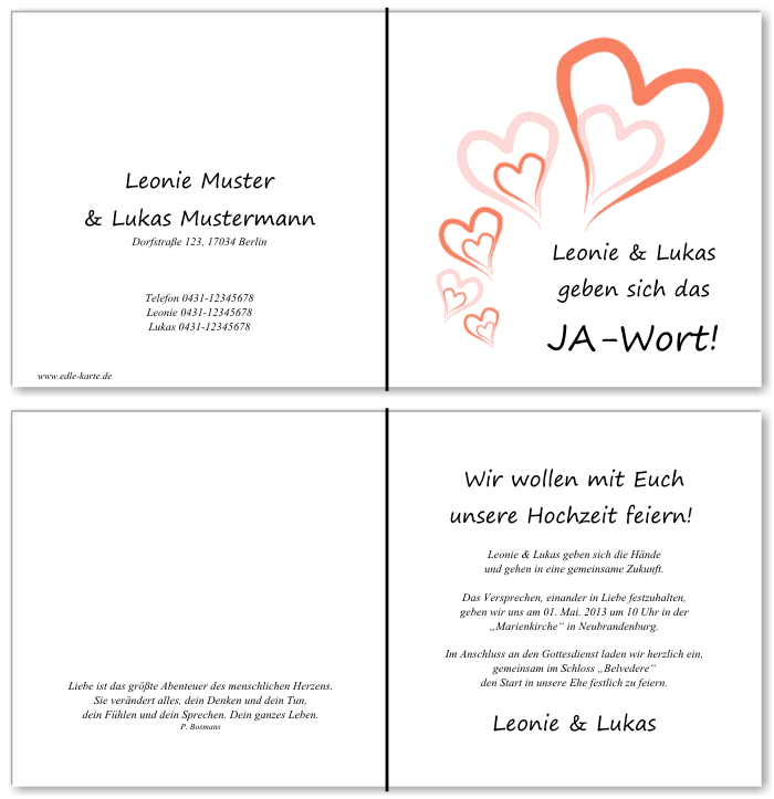  Einladungskarten Hochzeit, Hochzeitseinladungen, Hochzeitskarten, Einladungen für Hochzeit