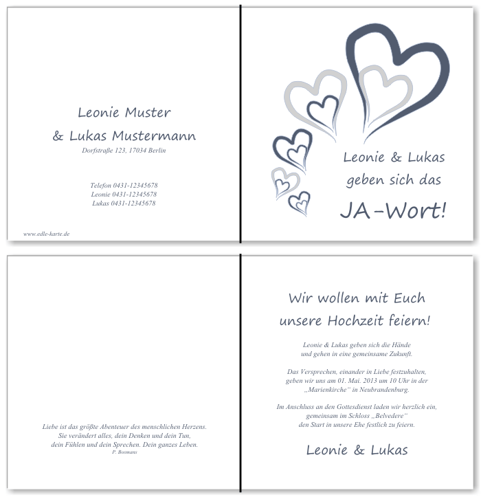  Einladungskarten Hochzeit, Hochzeitseinladungen, Hochzeitskarten, Einladungen für Hochzeit