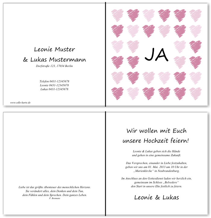  Einladungskarten Hochzeit, Hochzeitseinladungen, Hochzeitskarten, Einladungen für Hochzeit