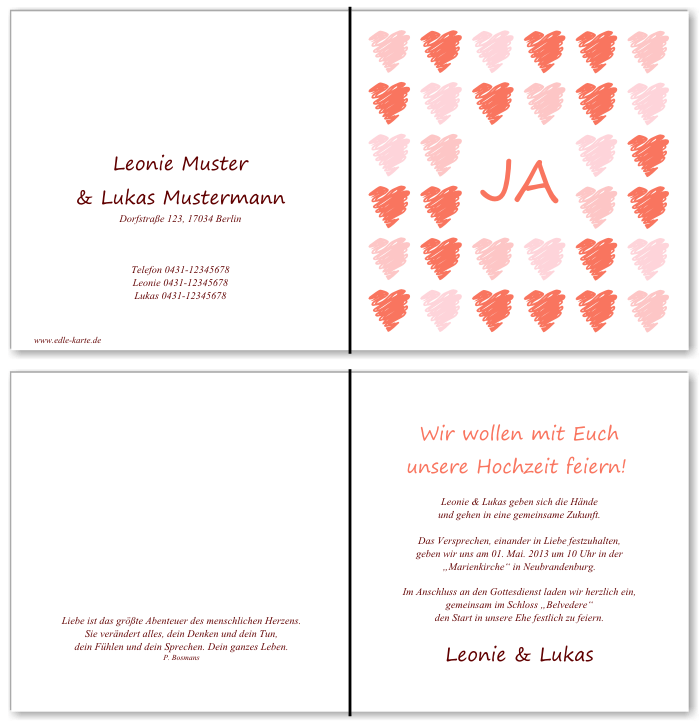  Einladungskarten Hochzeit, Hochzeitseinladungen, Hochzeitskarten, Einladungen für Hochzeit