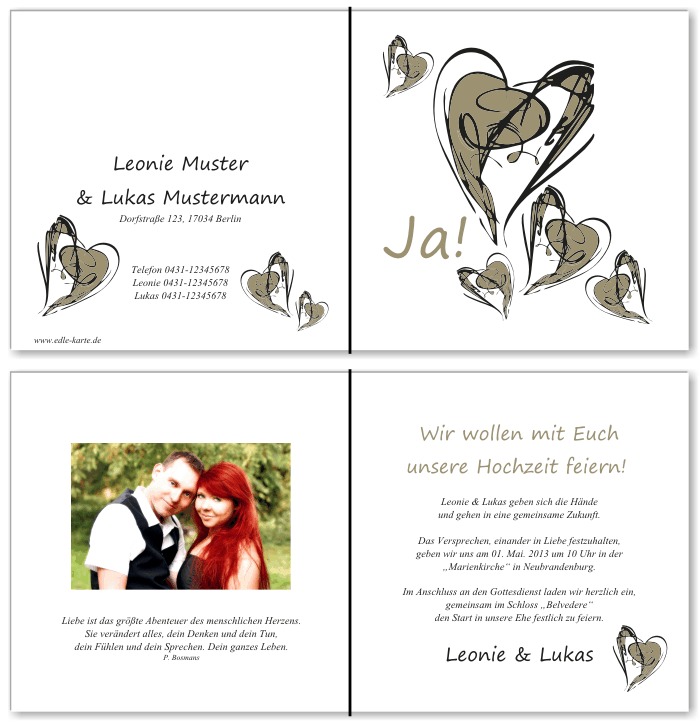  Einladungskarten Hochzeit, Hochzeitseinladungen, Hochzeitskarten, Einladungen für Hochzeit