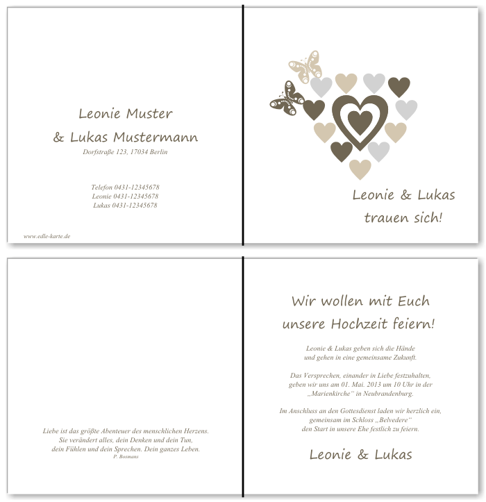  Einladungskarten Hochzeit, Hochzeitseinladungen, Hochzeitskarten, Einladungen für Hochzeit