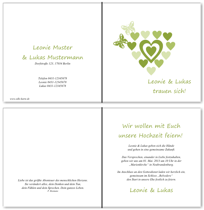  Einladungskarten Hochzeit, Hochzeitseinladungen, Hochzeitskarten, Einladungen für Hochzeit