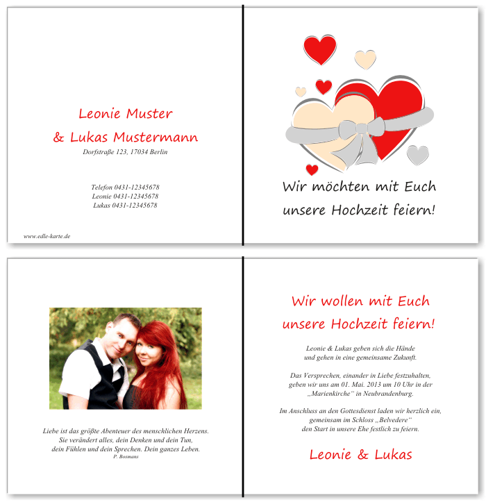  Einladungskarten Hochzeit, Hochzeitseinladungen, Hochzeitskarten, Einladungen für Hochzeit