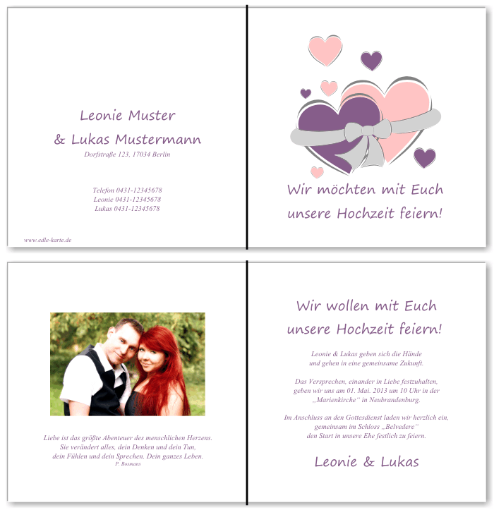  Einladungskarten Hochzeit, Hochzeitseinladungen, Hochzeitskarten, Einladungen für Hochzeit