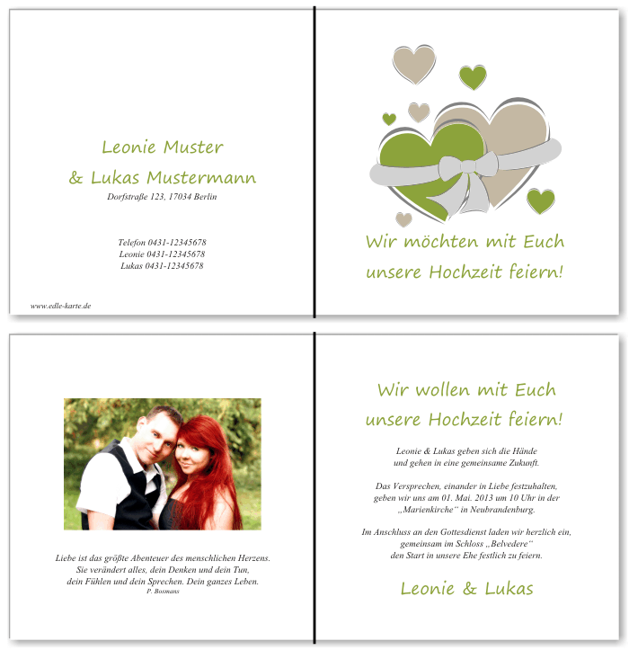  Einladungskarten Hochzeit, Hochzeitseinladungen, Hochzeitskarten, Einladungen für Hochzeit