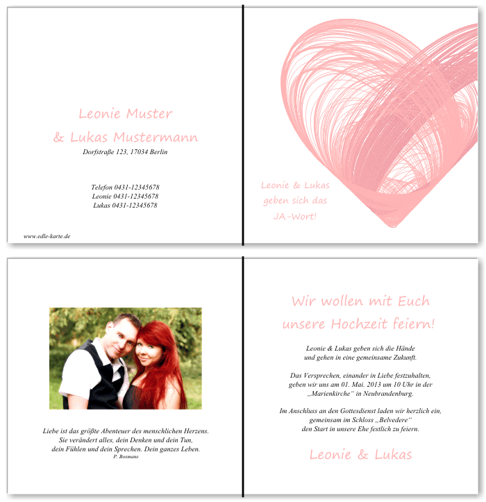  Einladungskarten Hochzeit, Hochzeitseinladungen, Hochzeitskarten, Einladungen für Hochzeit