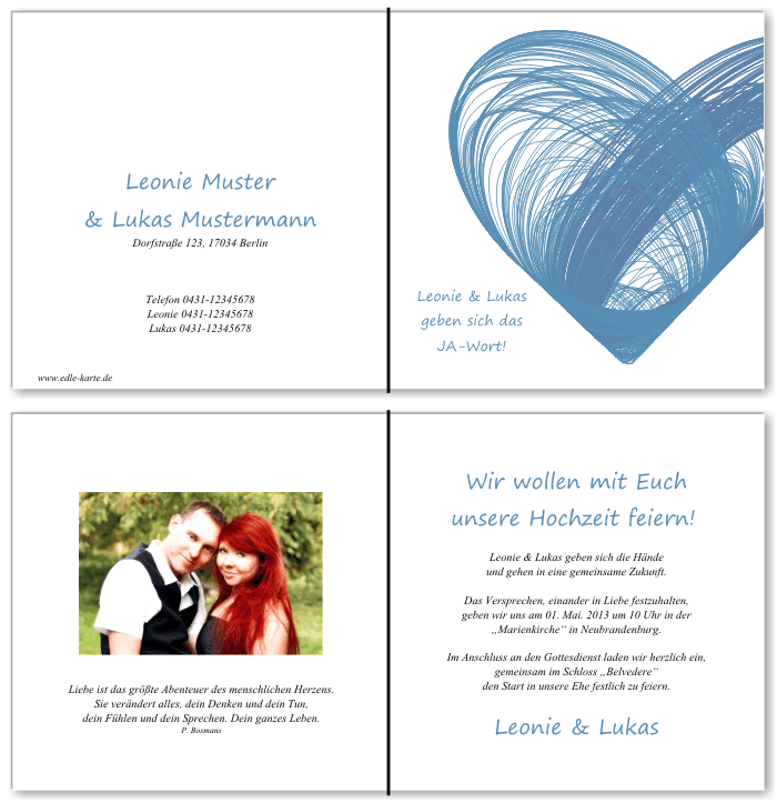  Einladungskarten Hochzeit, Hochzeitseinladungen, Hochzeitskarten, Einladungen für Hochzeit