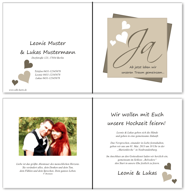  Einladungskarten Hochzeit, Hochzeitseinladungen, Hochzeitskarten, Einladungen für Hochzeit