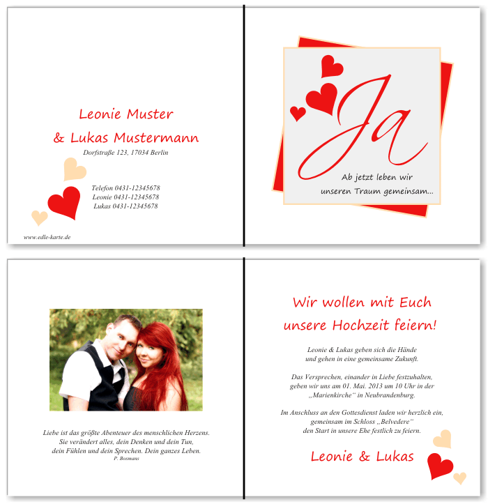  Einladungskarten Hochzeit, Hochzeitseinladungen, Hochzeitskarten, Einladungen für Hochzeit