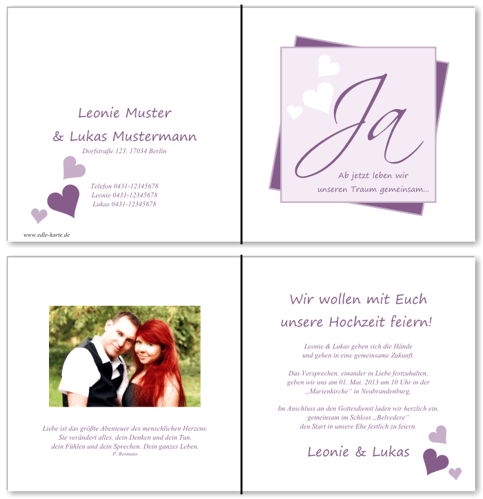  Einladungskarten Hochzeit, Hochzeitseinladungen, Hochzeitskarten, Einladungen für Hochzeit