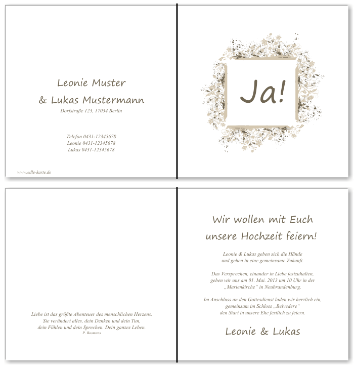  Einladungskarten Hochzeit, Hochzeitseinladungen, Hochzeitskarten, Einladungen für Hochzeit