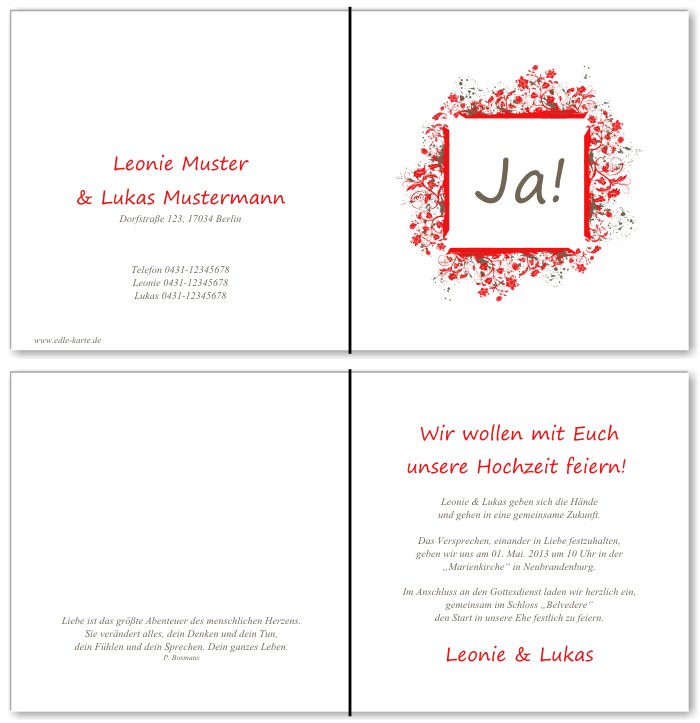  Einladungskarten Hochzeit, Hochzeitseinladungen, Hochzeitskarten, Einladungen für Hochzeit