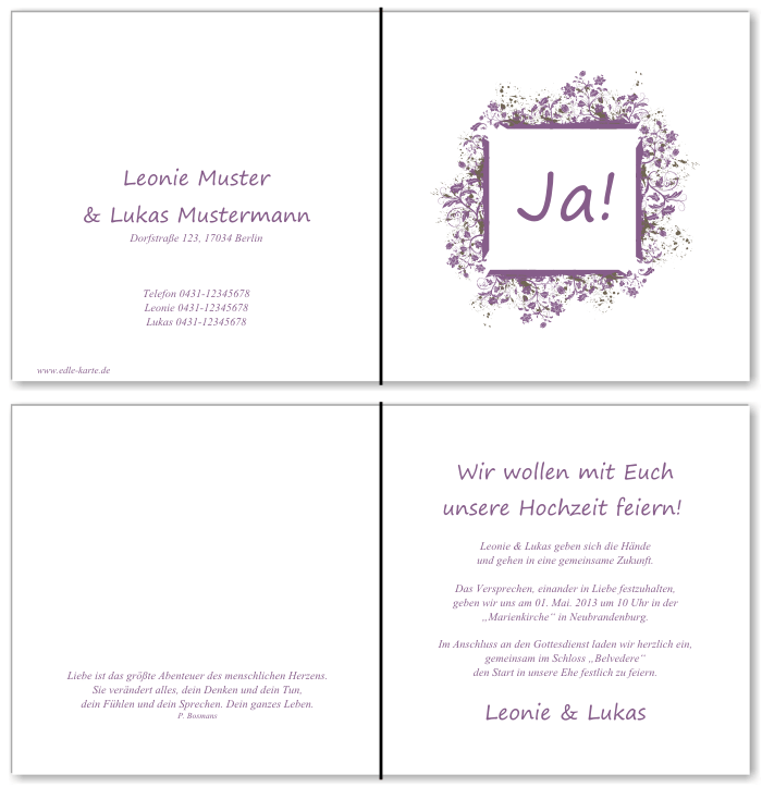  Einladungskarten Hochzeit, Hochzeitseinladungen, Hochzeitskarten, Einladungen für Hochzeit