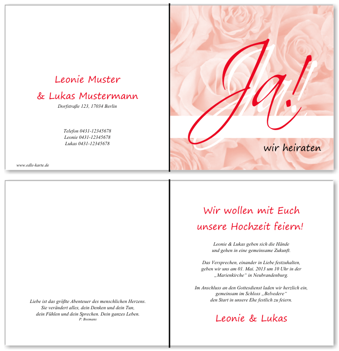  Einladungskarten Hochzeit, Hochzeitseinladungen, Hochzeitskarten, Einladungen für Hochzeit
