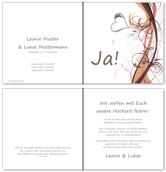  Einladungskarten Hochzeit, Hochzeitseinladungen, Hochzeitskarten, Einladungen für Hochzeit