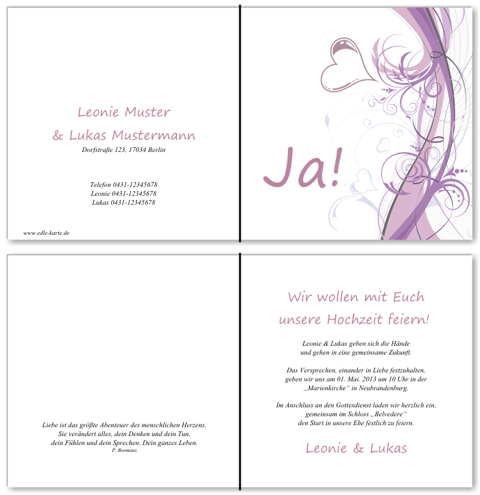 Einladungskarten Hochzeit, Hochzeitseinladungen, Hochzeitskarten, Einladungen für Hochzeit