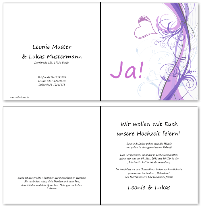  Einladungskarten Hochzeit, Hochzeitseinladungen, Hochzeitskarten, Einladungen für Hochzeit