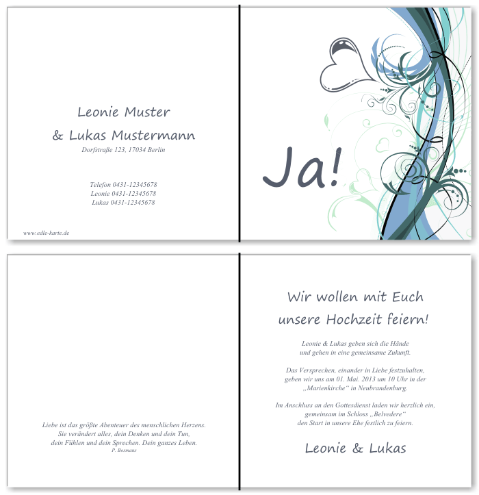  Einladungskarten Hochzeit, Hochzeitseinladungen, Hochzeitskarten, Einladungen für Hochzeit