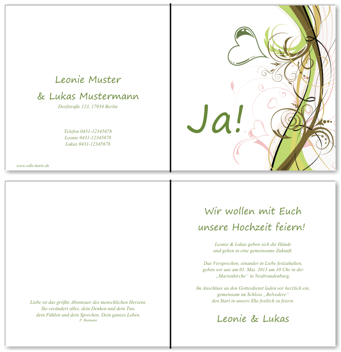  Einladungskarten Hochzeit, Hochzeitseinladungen, Hochzeitskarten, Einladungen für Hochzeit