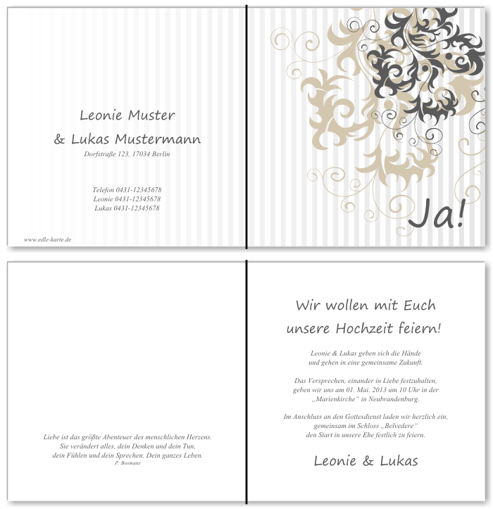  Einladungskarten Hochzeit, Hochzeitseinladungen, Hochzeitskarten, Einladungen für Hochzeit