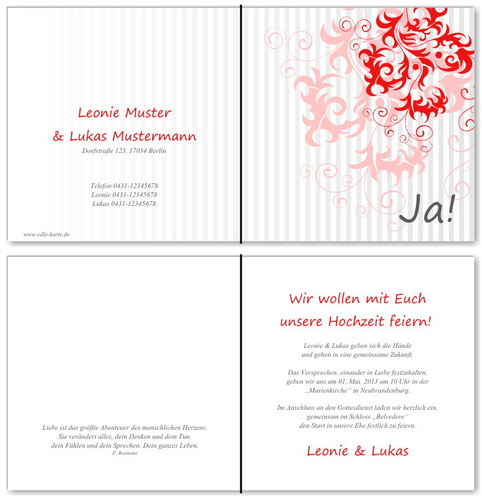  Einladungskarten Hochzeit, Hochzeitseinladungen, Hochzeitskarten, Einladungen für Hochzeit