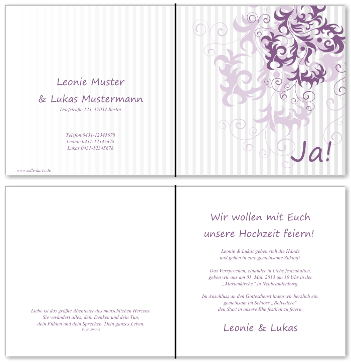  Einladungskarten Hochzeit, Hochzeitseinladungen, Hochzeitskarten, Einladungen für Hochzeit
