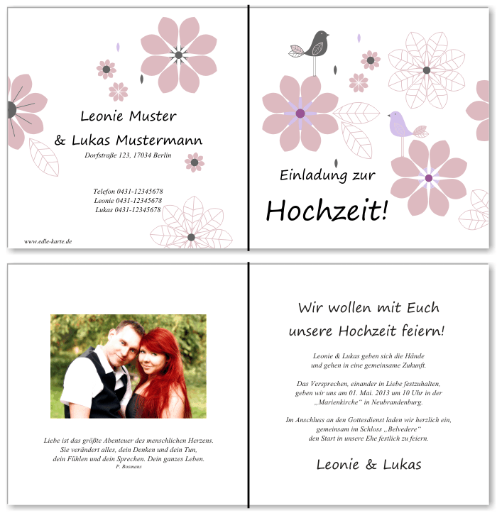  Einladungskarten Hochzeit, Hochzeitseinladungen, Hochzeitskarten, Einladungen für Hochzeit