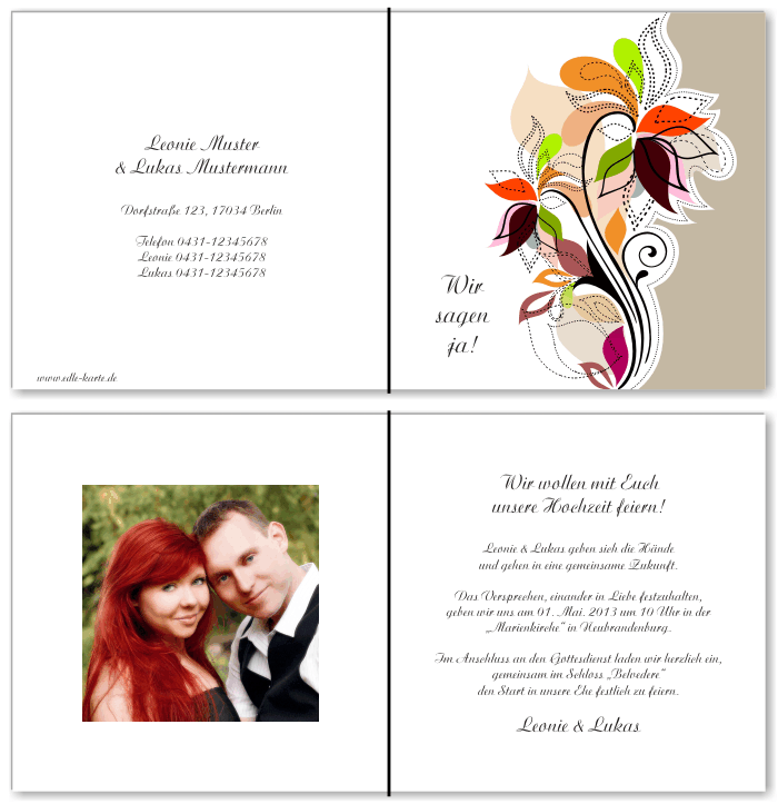  Einladungskarten Hochzeit, Hochzeitseinladungen, Hochzeitskarten, Einladungen für Hochzeit