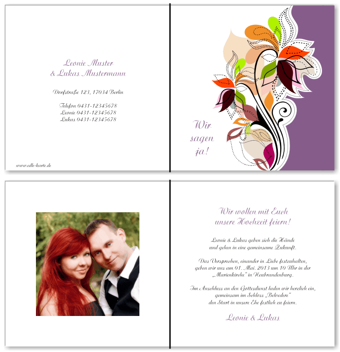  Einladungskarten Hochzeit, Hochzeitseinladungen, Hochzeitskarten, Einladungen für Hochzeit