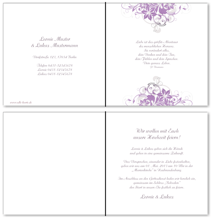  Einladungskarten Hochzeit, Hochzeitseinladungen, Hochzeitskarten, Einladungen für Hochzeit