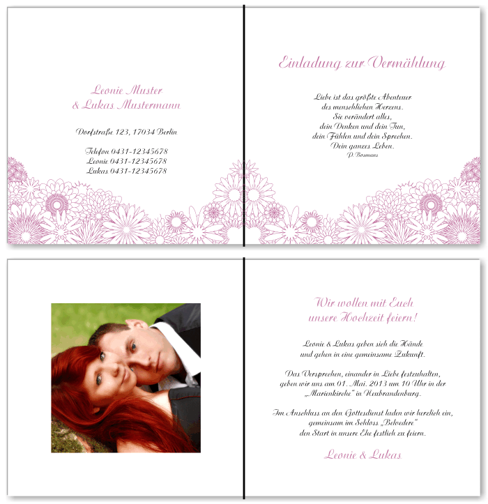  Einladungskarten Hochzeit, Hochzeitseinladungen, Hochzeitskarten, Einladungen für Hochzeit