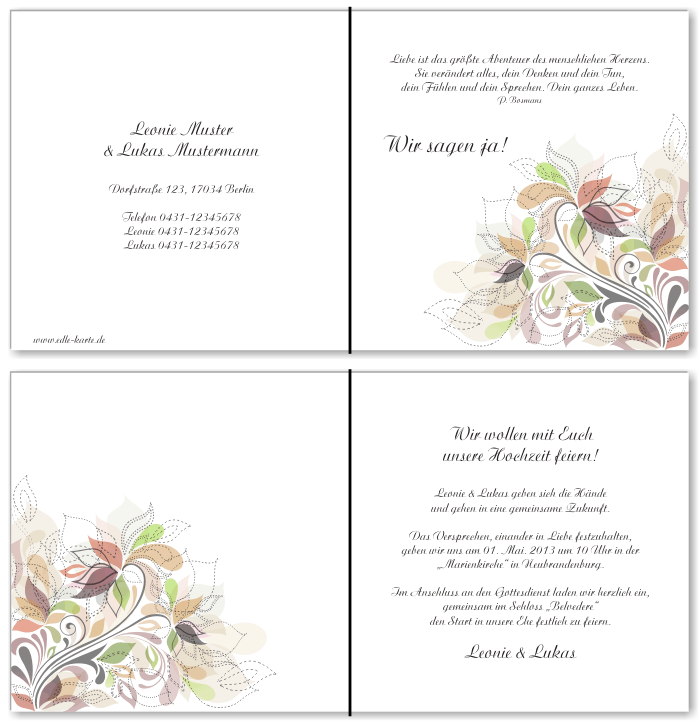 Einladungskarten Hochzeit, Hochzeitseinladungen, Hochzeitskarten, Einladungen für Hochzeit