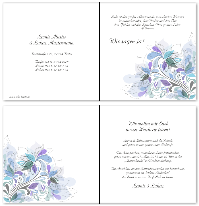  Einladungskarten Hochzeit, Hochzeitseinladungen, Hochzeitskarten, Einladungen für Hochzeit