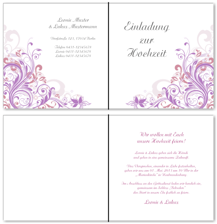  Einladungskarten Hochzeit, Hochzeitseinladungen, Hochzeitskarten, Einladungen für Hochzeit