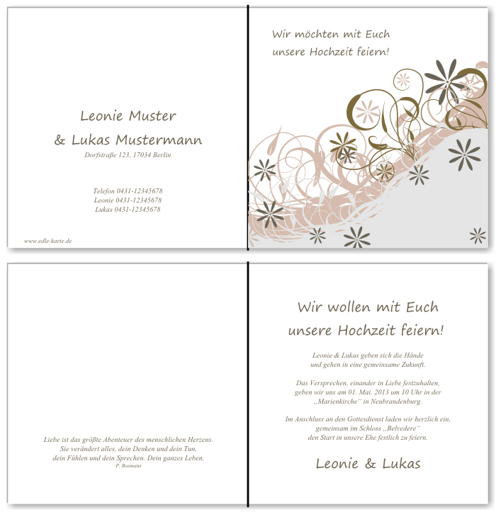  Einladungskarten Hochzeit, Hochzeitseinladungen, Hochzeitskarten, Einladungen für Hochzeit