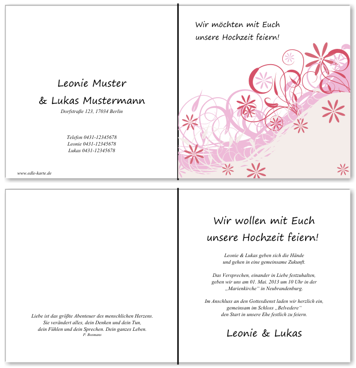  Einladungskarten Hochzeit, Hochzeitseinladungen, Hochzeitskarten, Einladungen für Hochzeit
