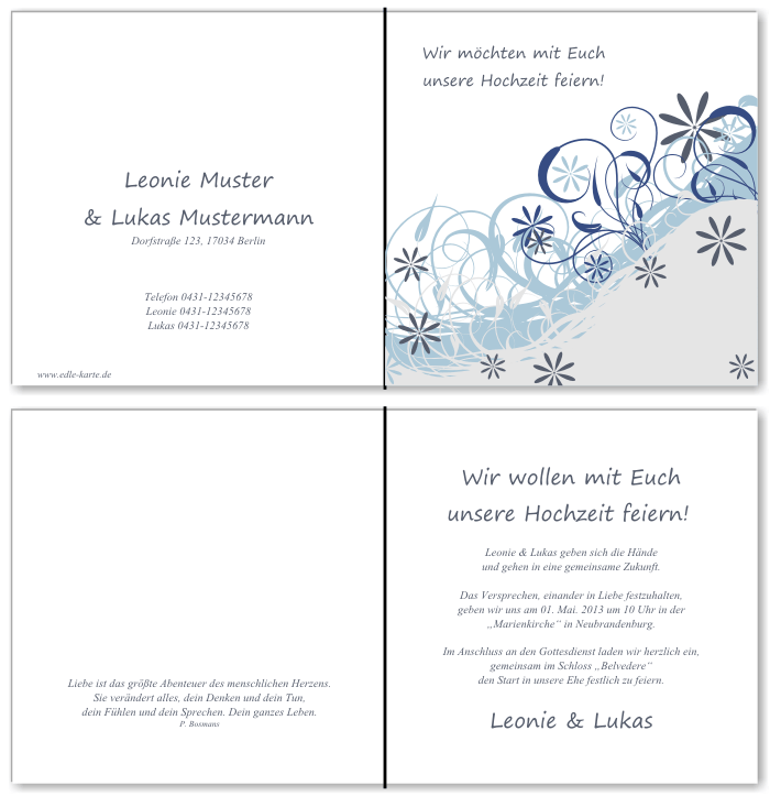  Einladungskarten Hochzeit, Hochzeitseinladungen, Hochzeitskarten, Einladungen für Hochzeit