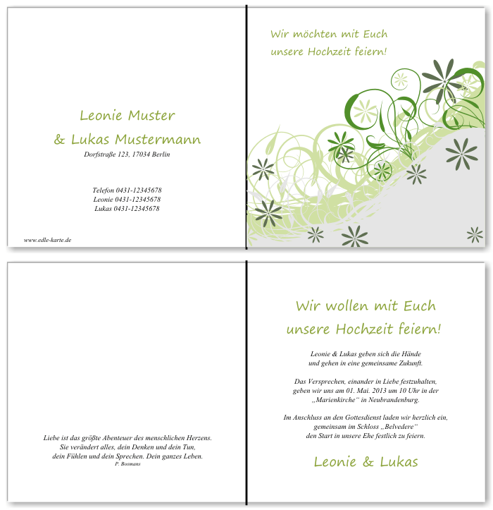  Einladungskarten Hochzeit, Hochzeitseinladungen, Hochzeitskarten, Einladungen für Hochzeit
