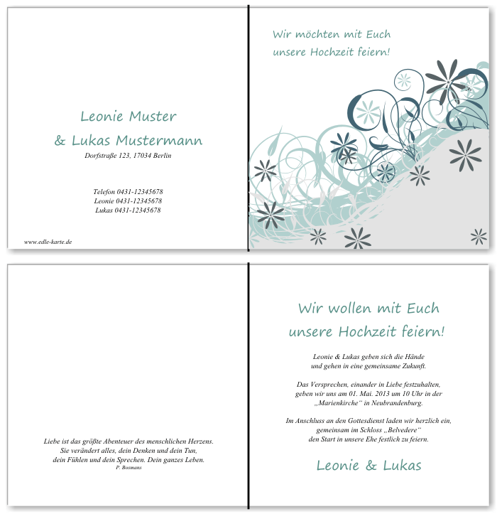  Einladungskarten Hochzeit, Hochzeitseinladungen, Hochzeitskarten, Einladungen für Hochzeit